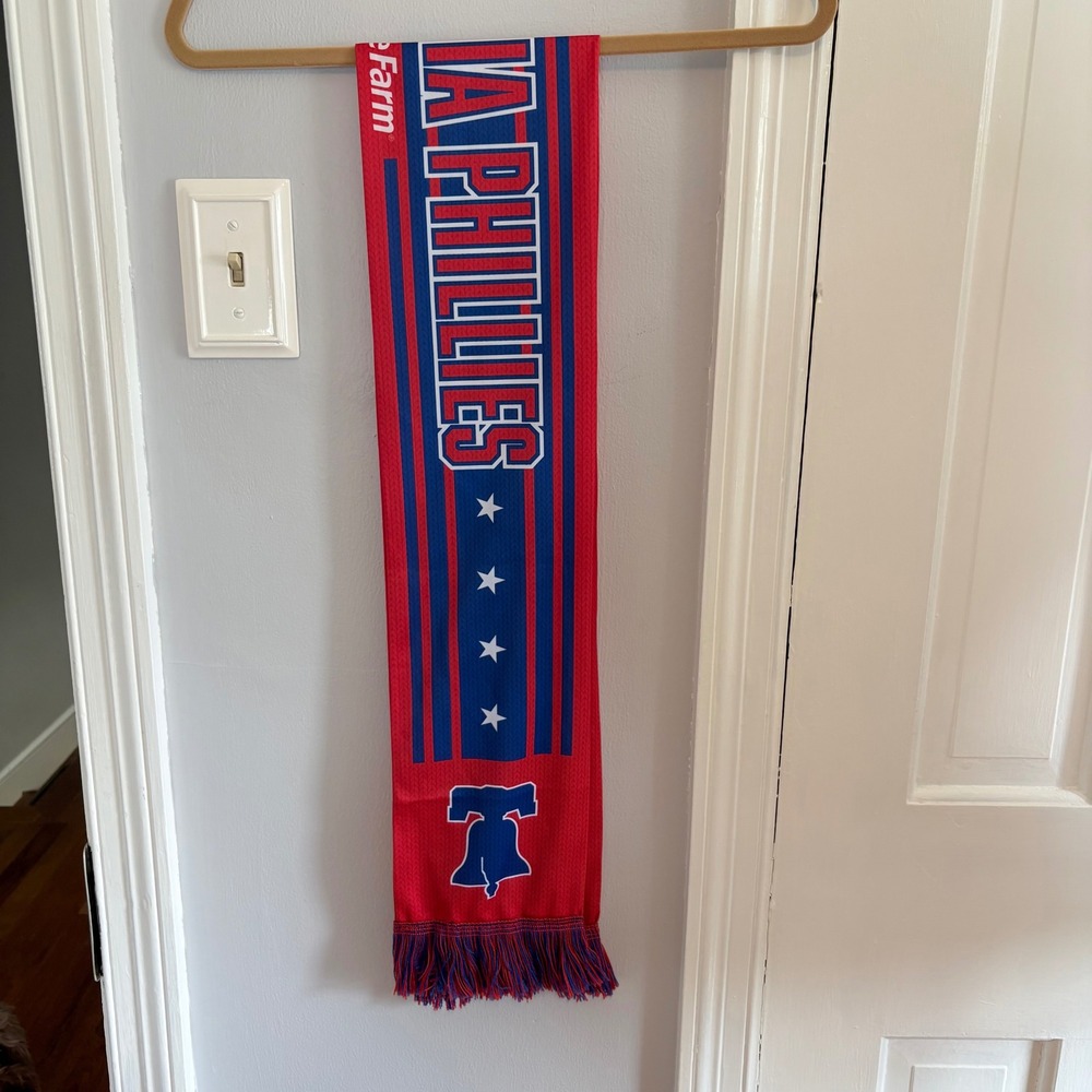 Philadelphia Phillies Scarf Red Blue State Farm Promo Fringe SGA 06/16/2026